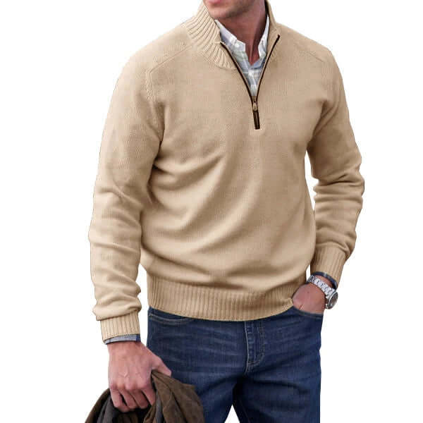 Men's Cashmere Zip-Up Sweater: Soft, Warm & Stylish
