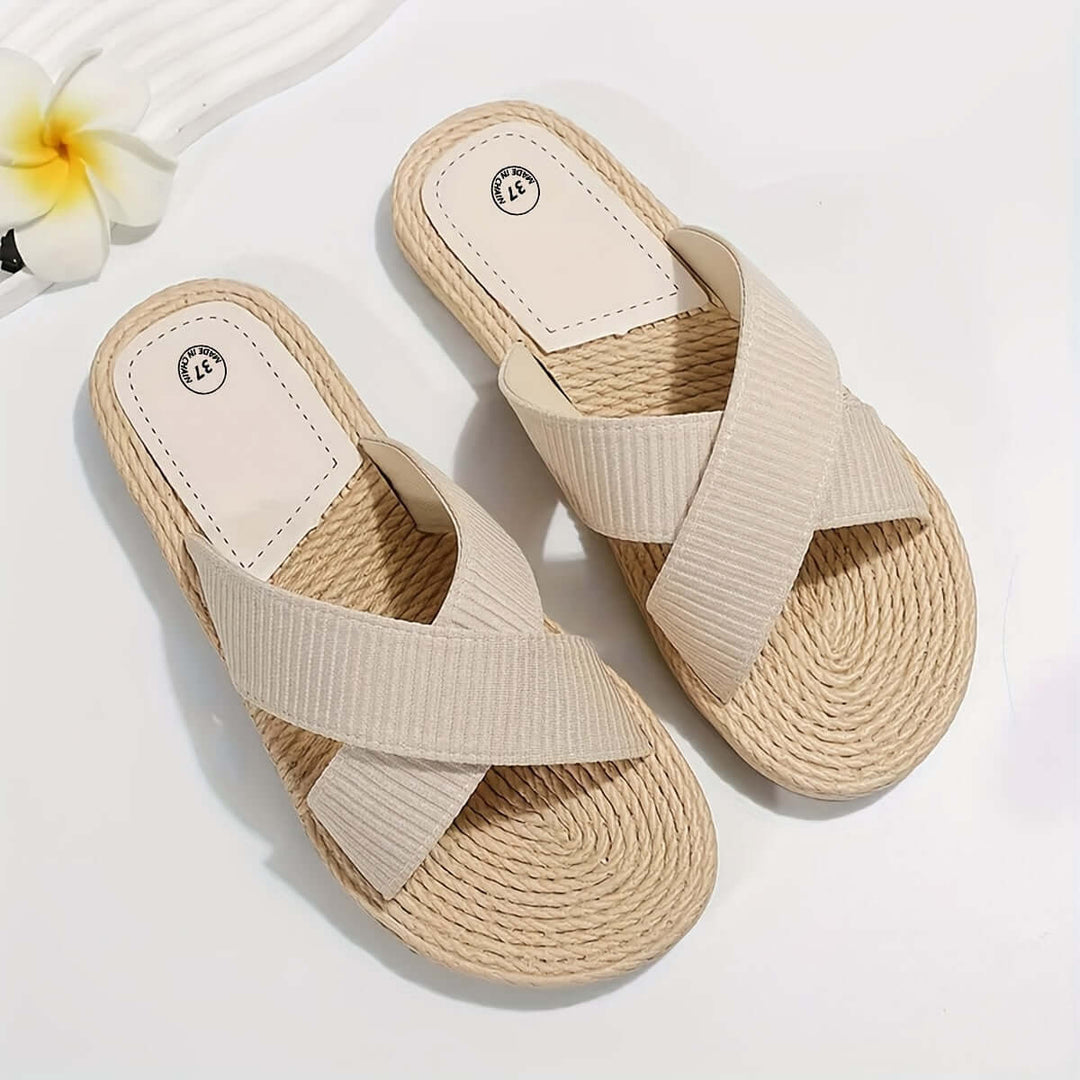 Women's Summer Cross-Band Sandals: Lightweight & Non-Slip Beach Slides