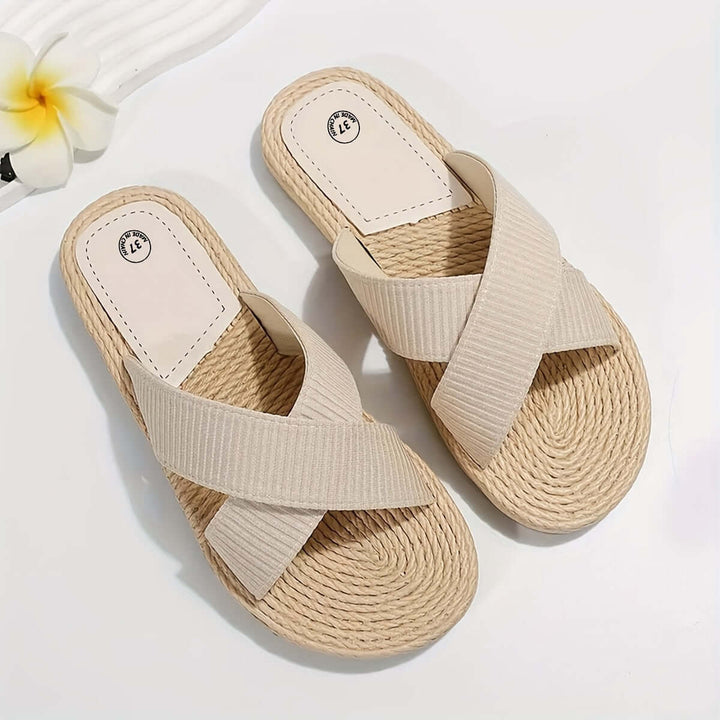 Women's Summer Cross-Band Sandals: Lightweight & Non-Slip Beach Slides