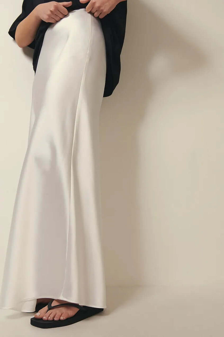 Women's Elegant A-Line Satin Maxi Skirt