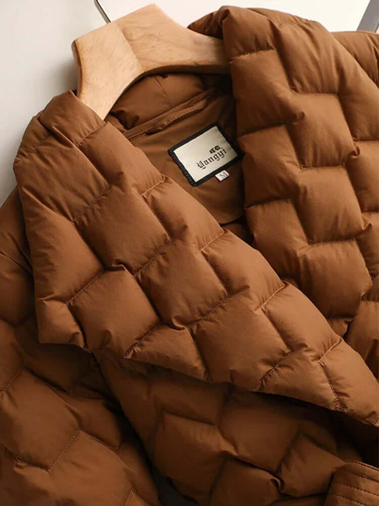 Women's Stylish Mid-Length Down Jacket with Belt