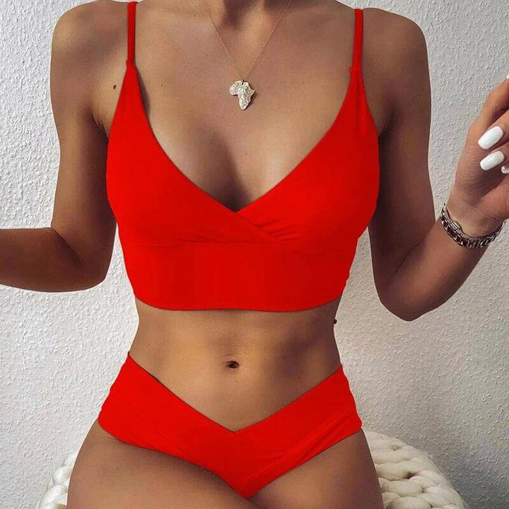 Women's High-Waisted Ruffle Push-Up Bikini Set