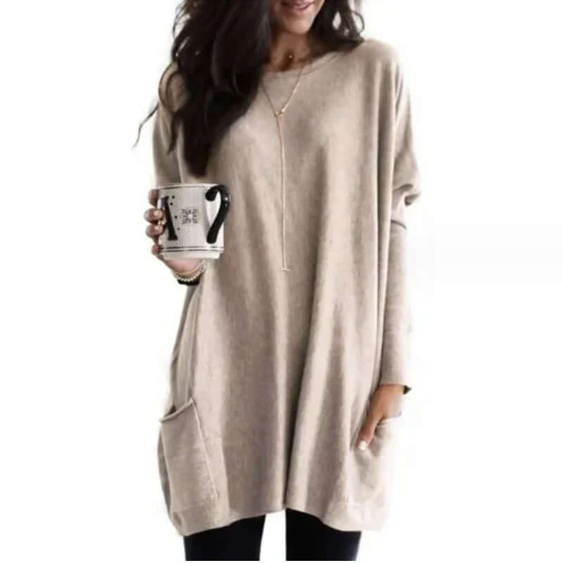 Women's Oversized Cotton Tunic Sweater: Relaxed Comfort