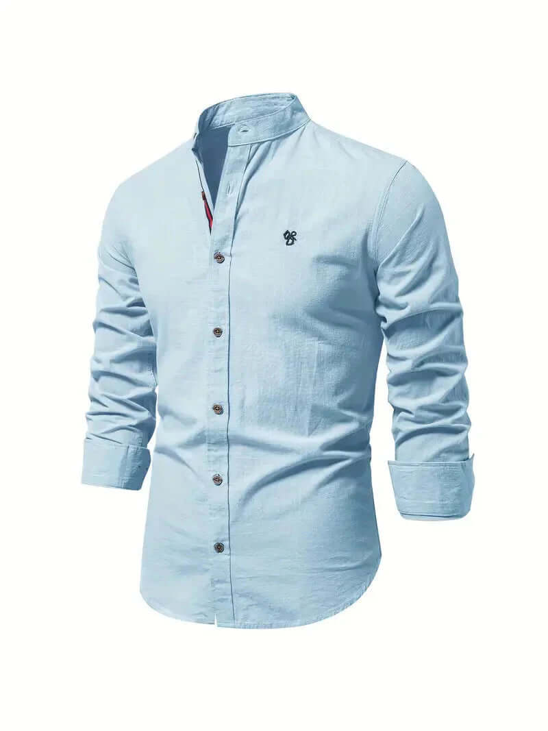 Men's Slim Fit Mandarin Collar Long Sleeve Shirt