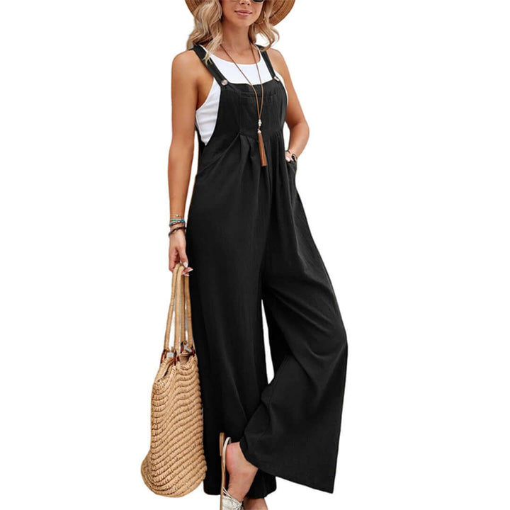 Women's Sleeveless Wide Leg Linen Jumpsuit