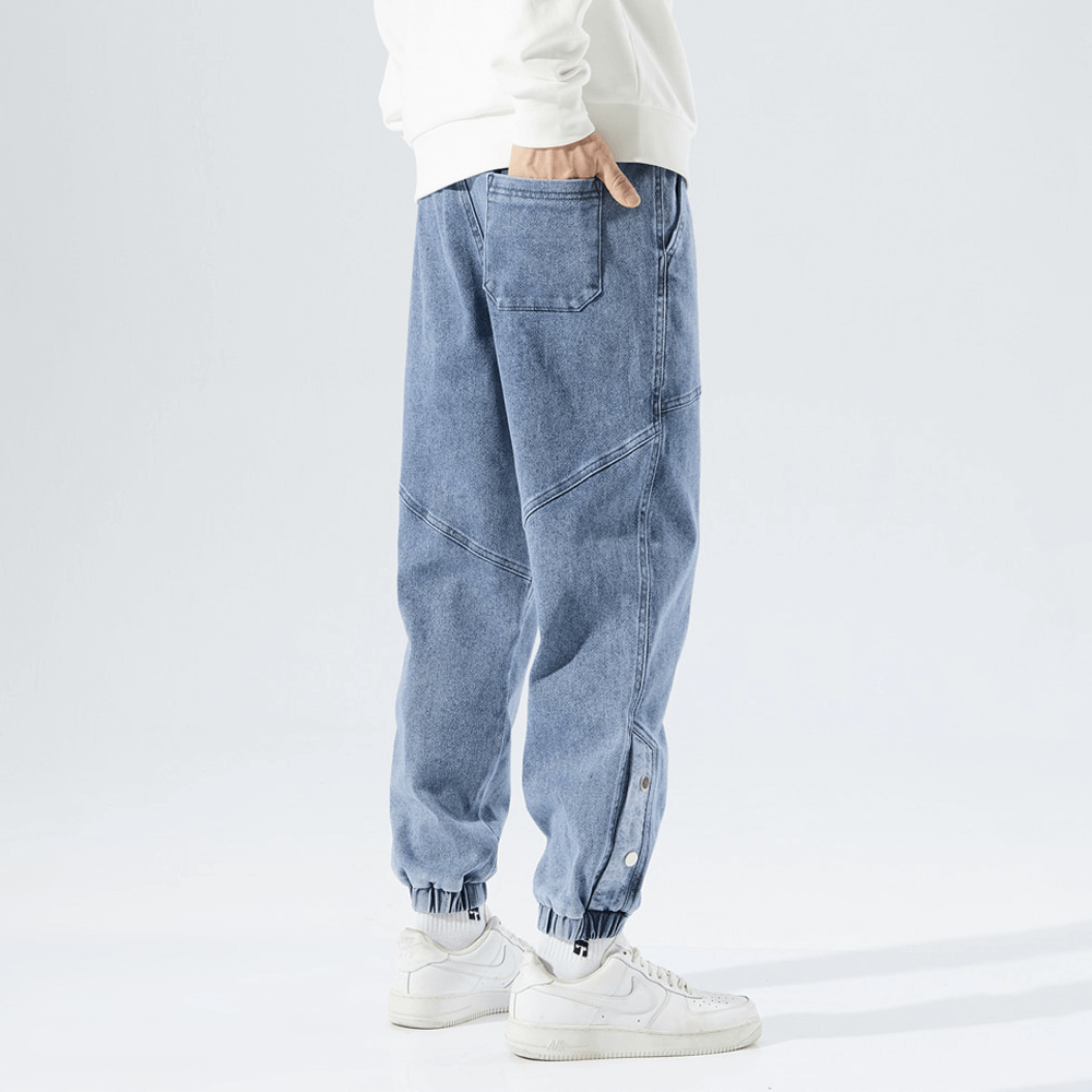 Men's Denim Joggers: Relaxed Fit, Elastic Waist & Cuffs