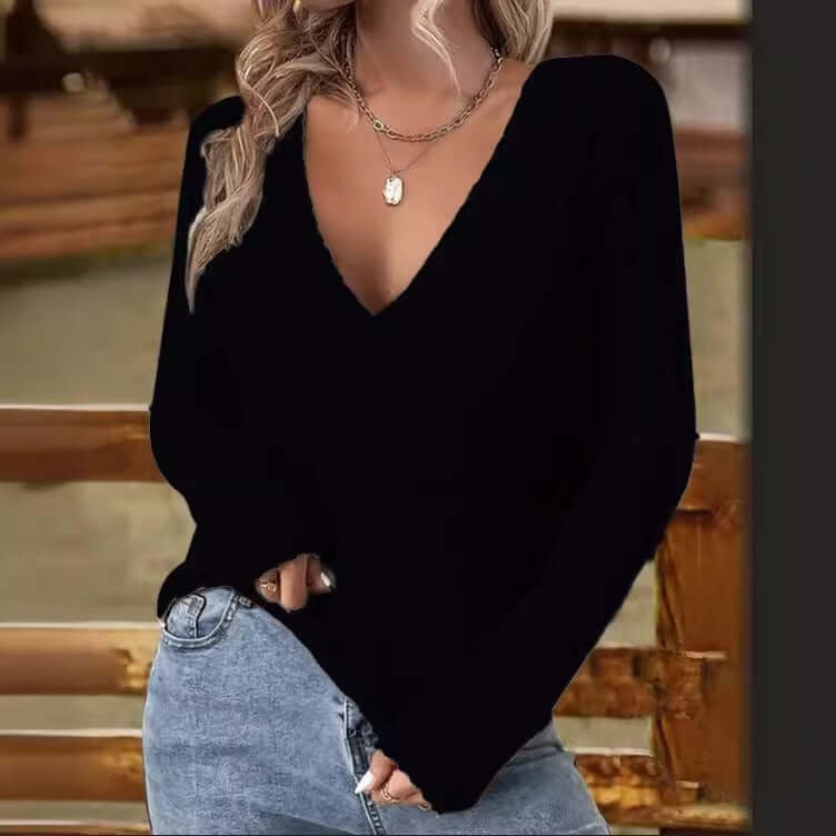 Women's V-Neck Ribbed Knit Wrap Sweater