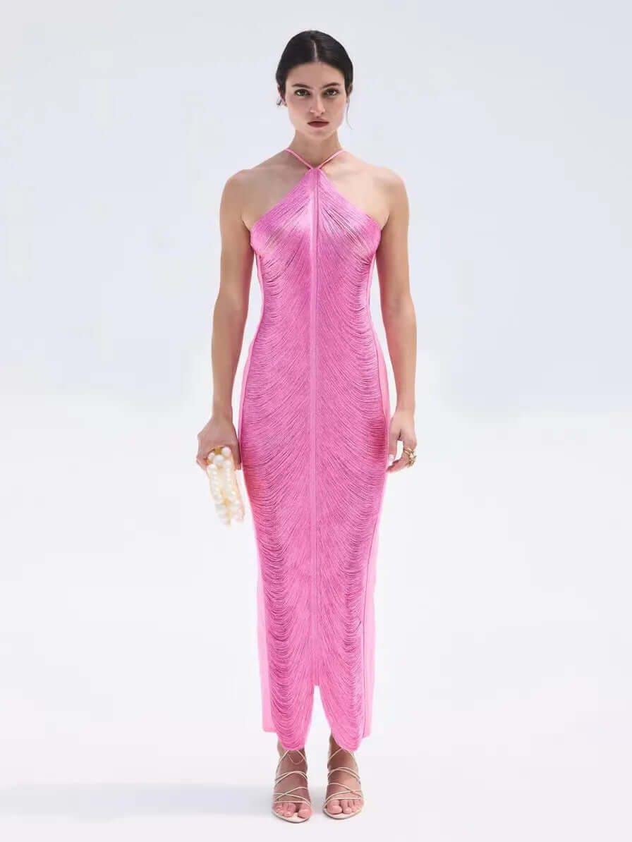 Elegant Asymmetrical Fringe Summer Dress