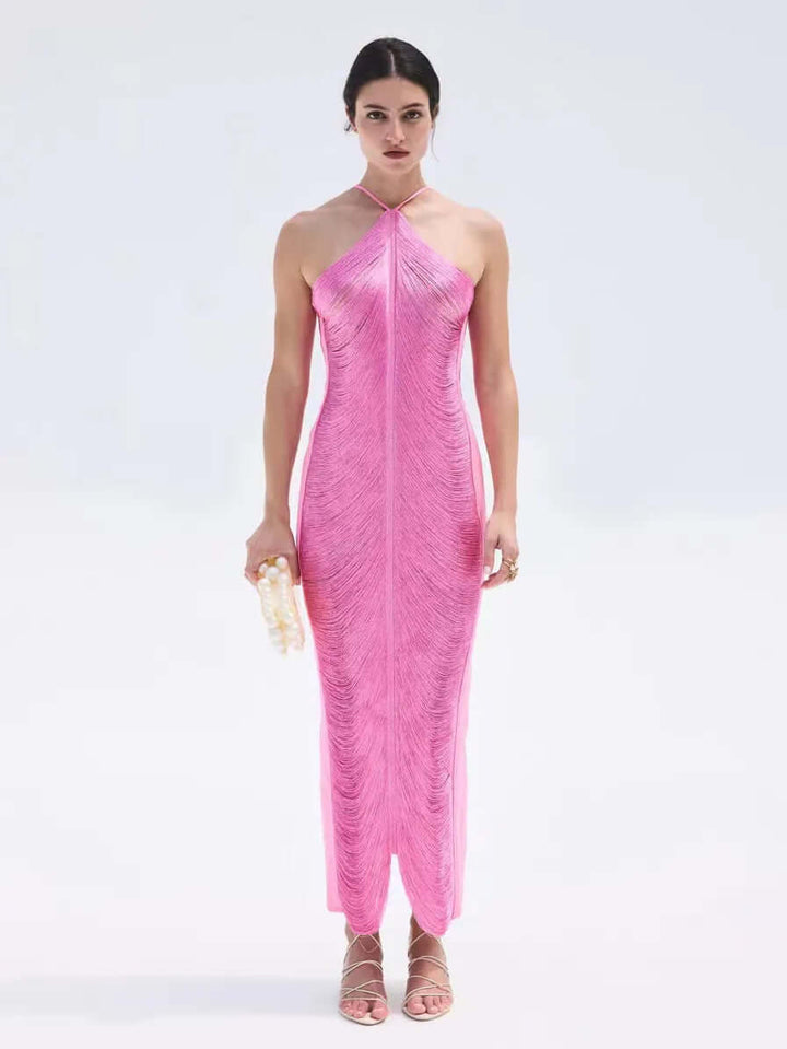 Elegant Asymmetrical Fringe Summer Dress
