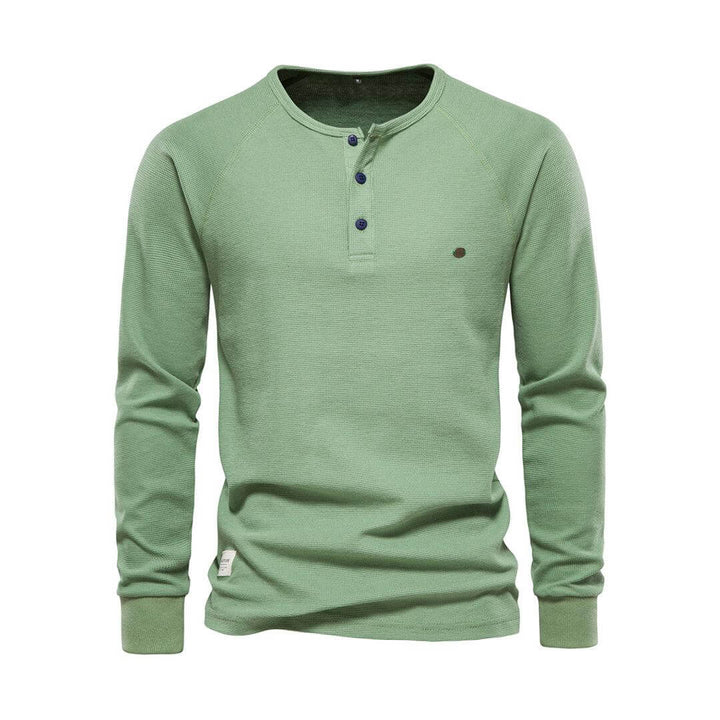 Men's Casual Long-Sleeve Shirt: Khaki Cotton Blend