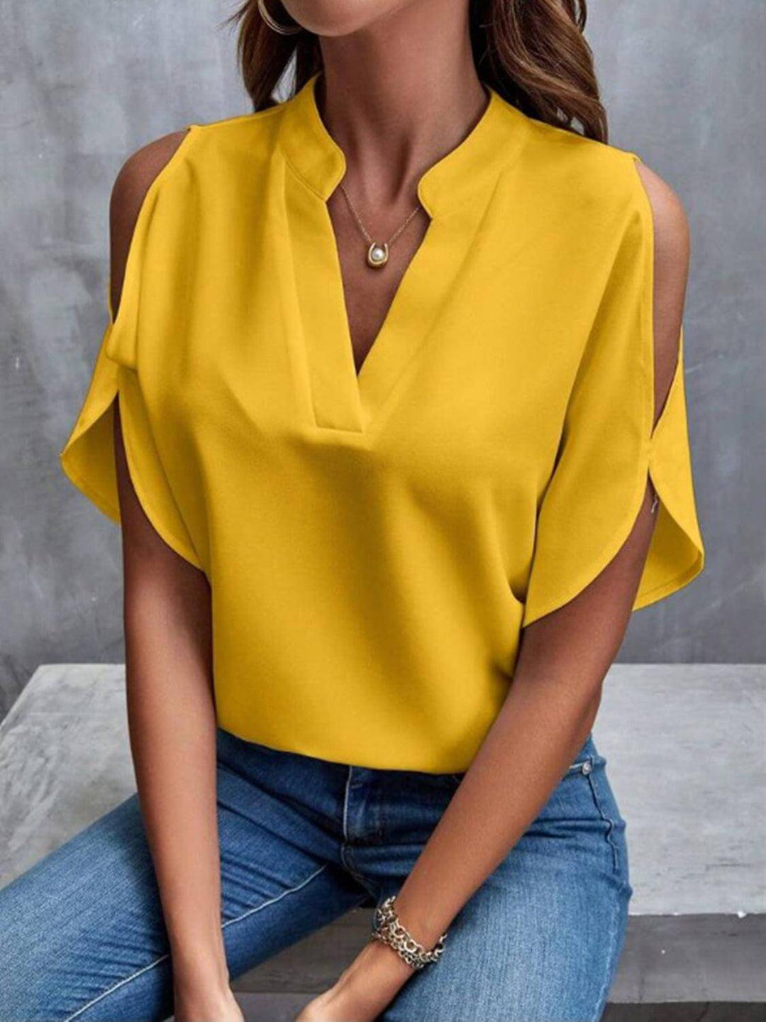 Elegant Off-Shoulder Women's Half-Sleeve Blouse