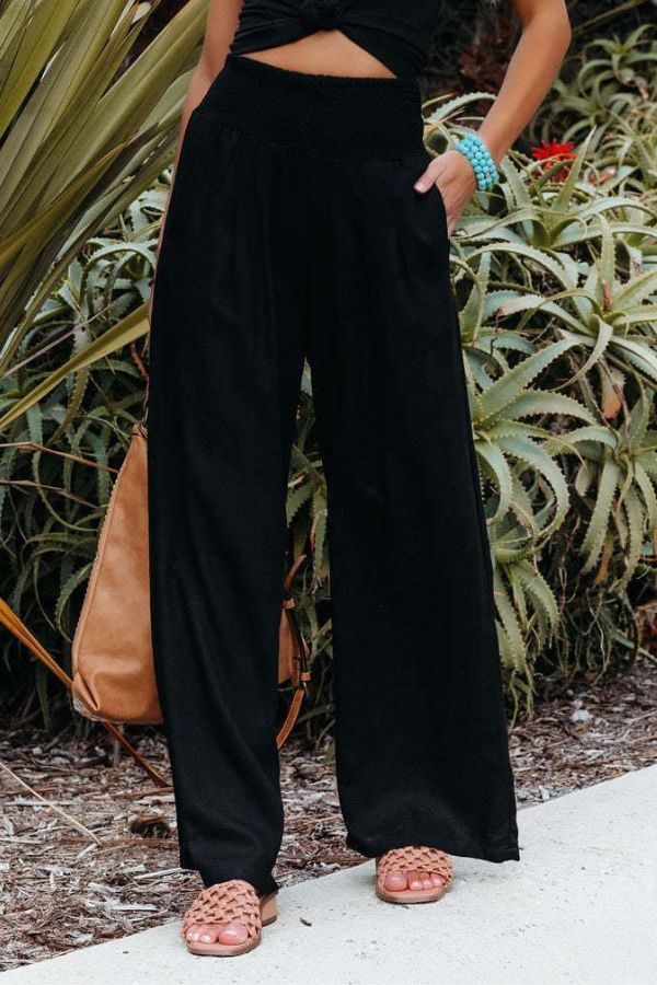 Women's Wide Leg Elastic Waist Casual Pants