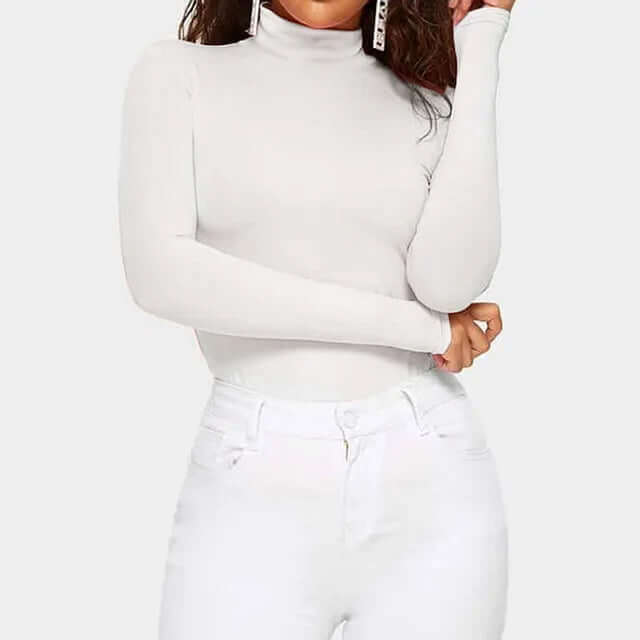 Women's Long Sleeve Turtleneck Bodysuit: Stretchy & Layering Essential