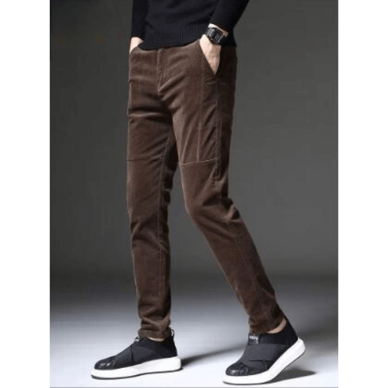 Men's Fleece-Lined Corduroy Pants: Warm & Stylish