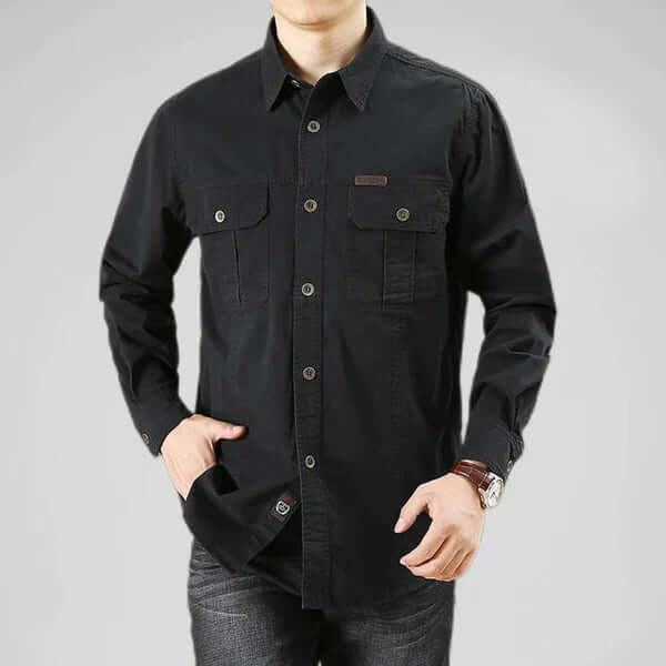 Men's Long Sleeve Shirt with Cargo Pockets