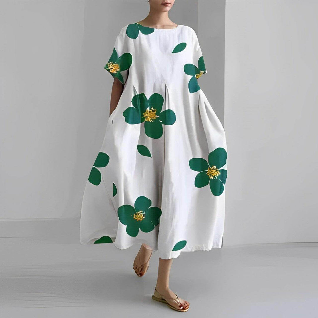 Women's Casual Loose Swing Dress, Floral Print, Boho Style