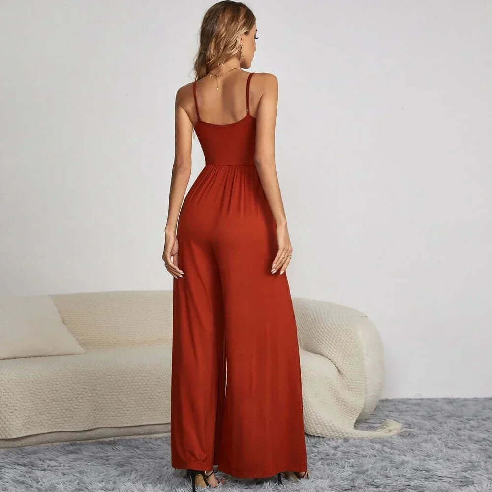 Women's Wide-Leg Jumpsuit: Fitted Bodice & Spaghetti Straps