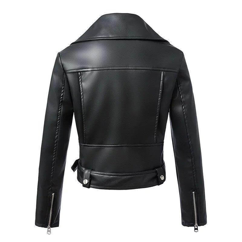 Women's Stylish Biker Moto Jacket with Belt