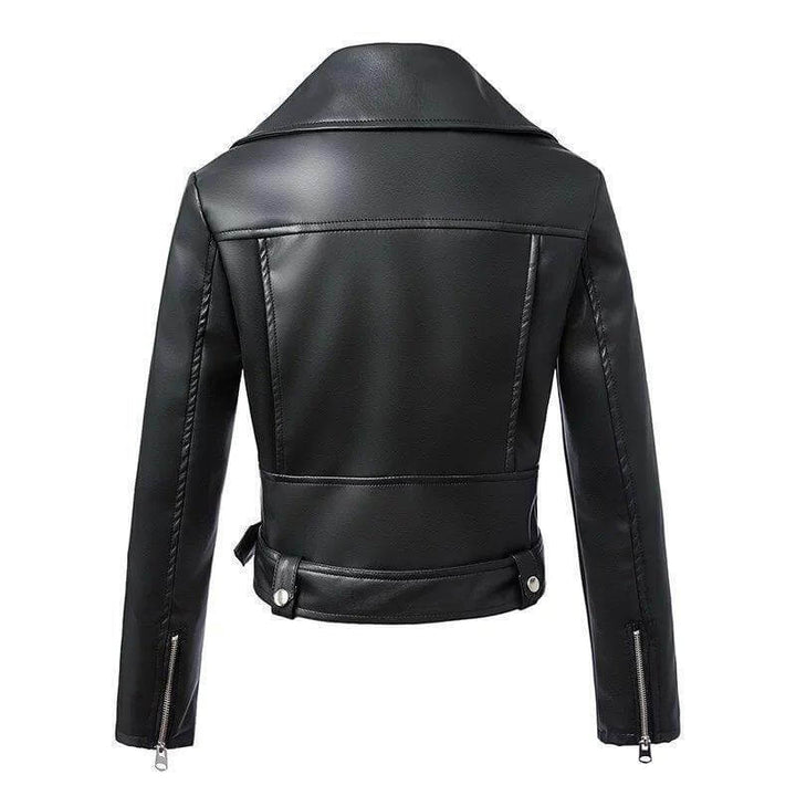 Women's Stylish Biker Moto Jacket with Belt