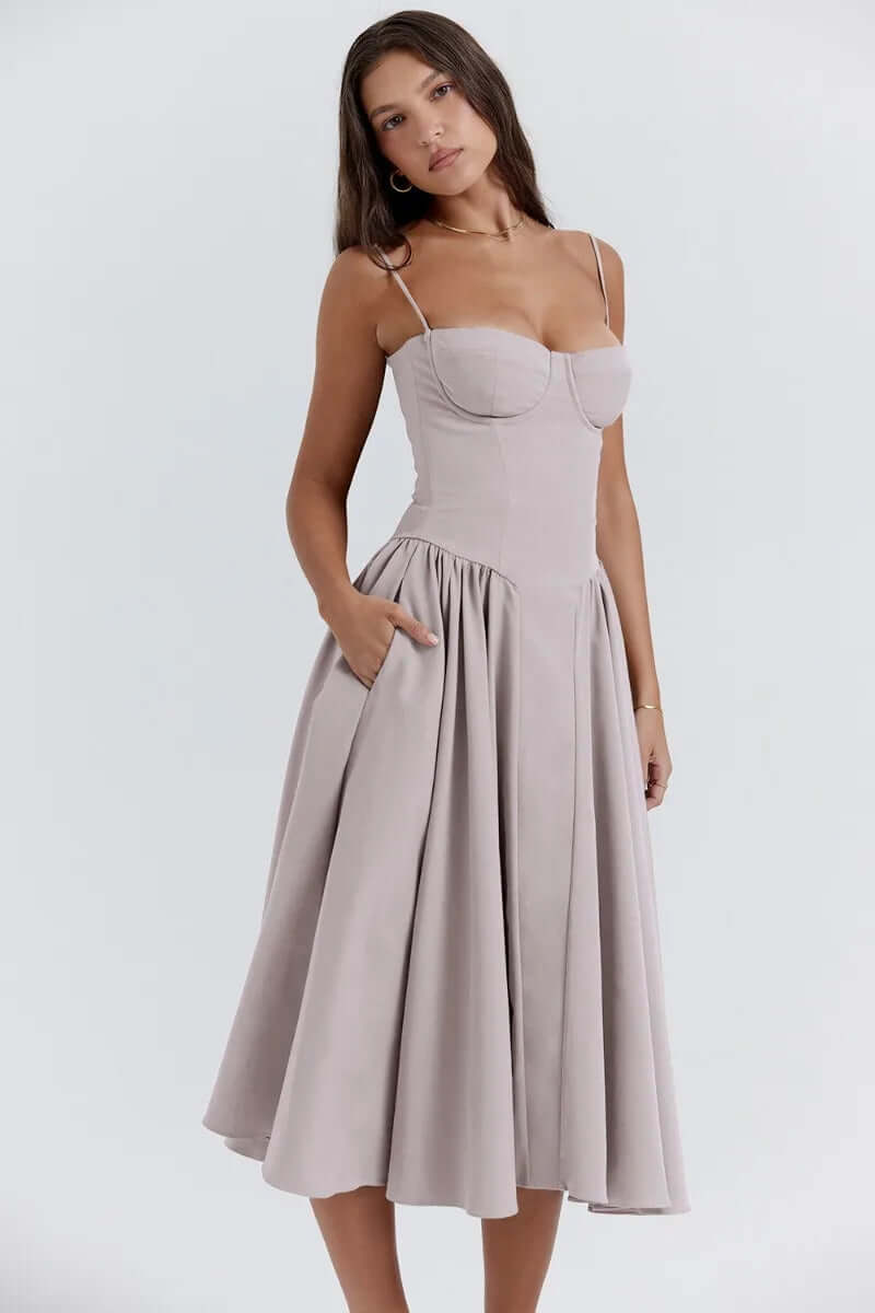 Women's Sleeveless Corset Midi Dress