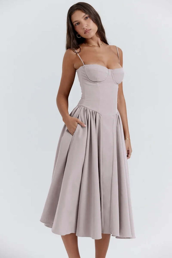 Women's Sleeveless Corset Midi Dress