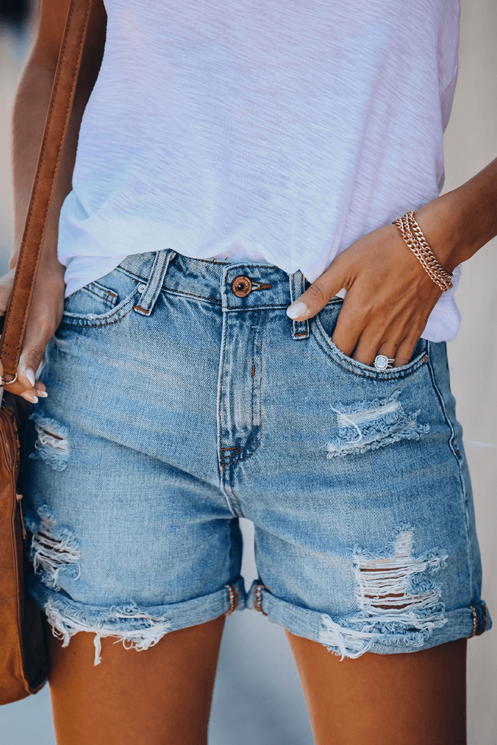 Women's Ripped & Fringed Denim Shorts: Summer Style