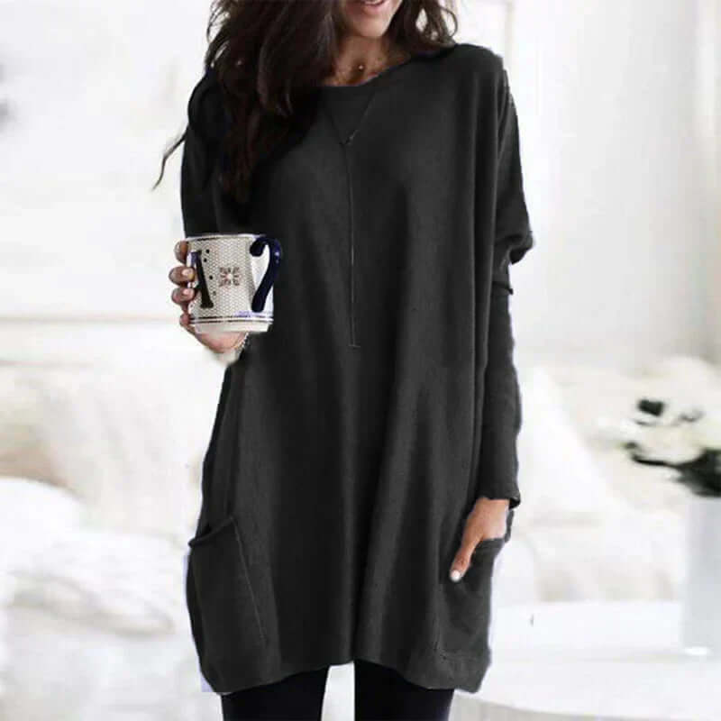 Women's Oversized Cotton Tunic Sweater: Relaxed Comfort
