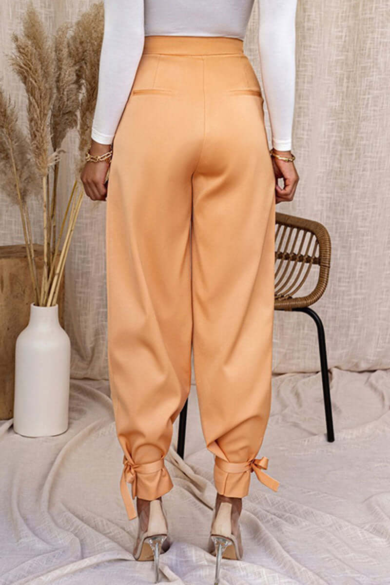 Women's High-Waisted Pleated Tapered Trousers