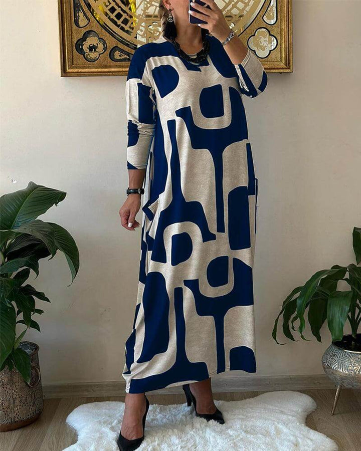 Women's Printed Long Sleeve Dress