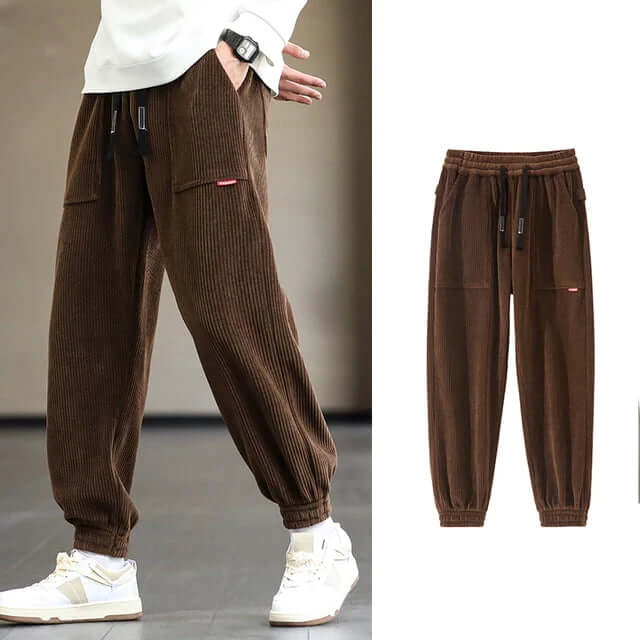 Men's Relaxed Fit Corduroy Joggers with Drawstring