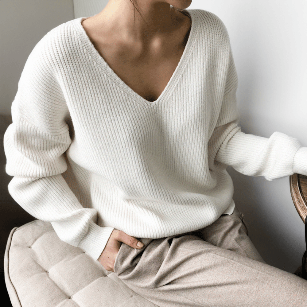 Women's V-Neck Relaxed Fit Sweater