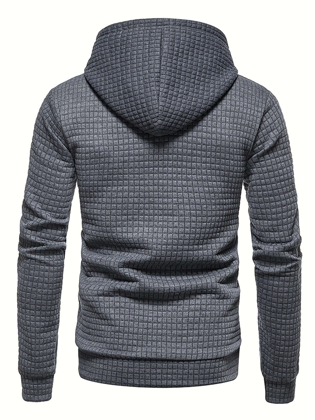 Men's Quilted Hoodie: Regular Fit Pullover with Drawstring