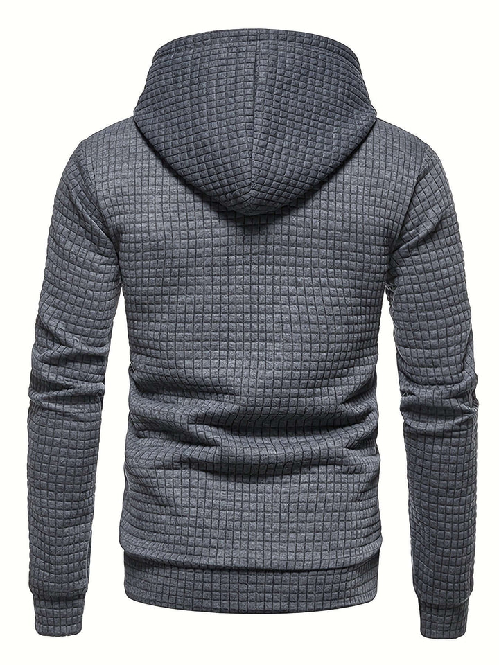 Men's Quilted Hoodie: Regular Fit Pullover with Drawstring