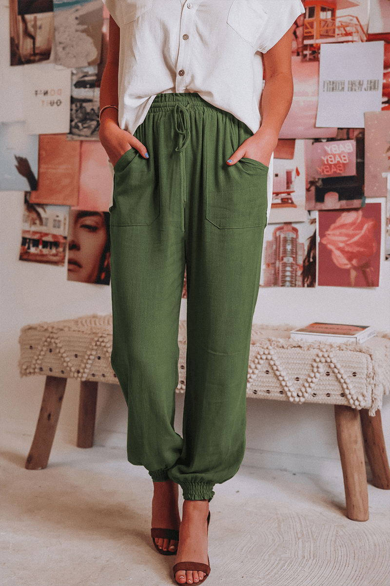 Women's Relaxed Fit Mid-Waist Drawstring Pants