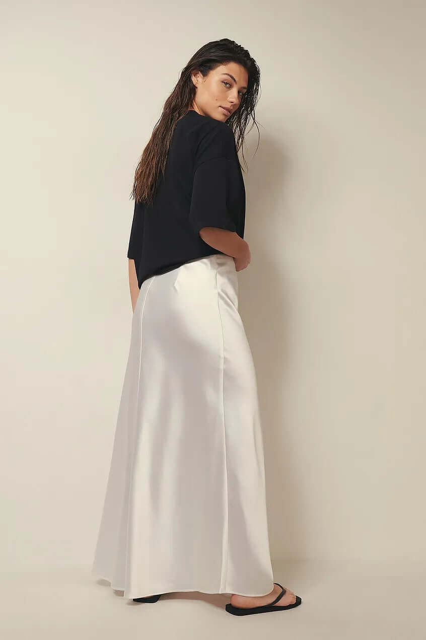 Women's Elegant A-Line Satin Maxi Skirt