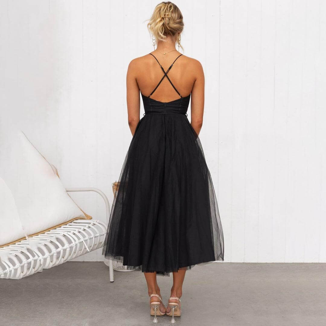 Elegant Mesh Midi Dress for Women