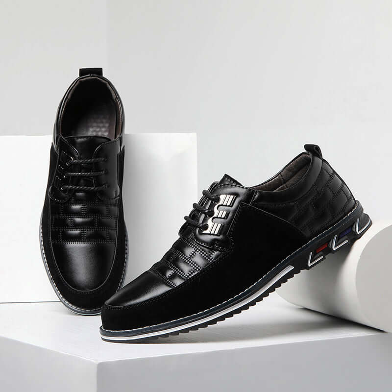 Men's Checked Leather Lace-Up Shoes