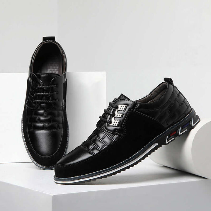 Men's Checked Leather Lace-Up Shoes