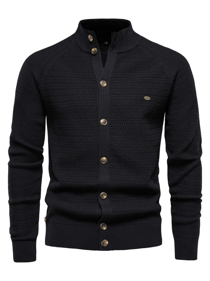 Men's Stand Collar Buttoned Cotton Sweater