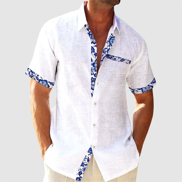 Men's Summer Floral Print Short-Sleeve Shirt