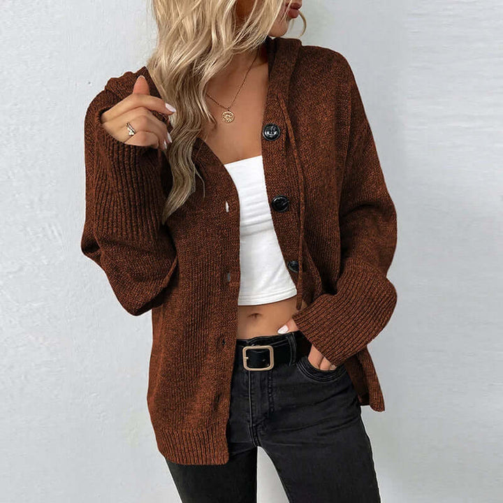 Women's Hooded Knitted Cardigan - Cozy & Warm