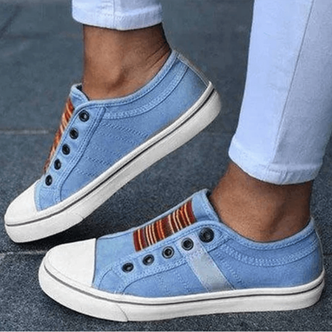 Women's Casual Slip-On Sneakers: Elastic Band & Comfortable Rubber Sole