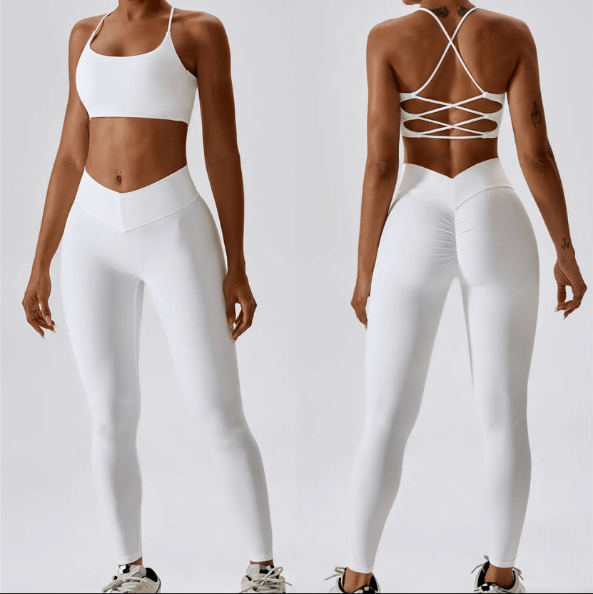 Women's High-Waisted Leggings & Racerback Sports Bra Set