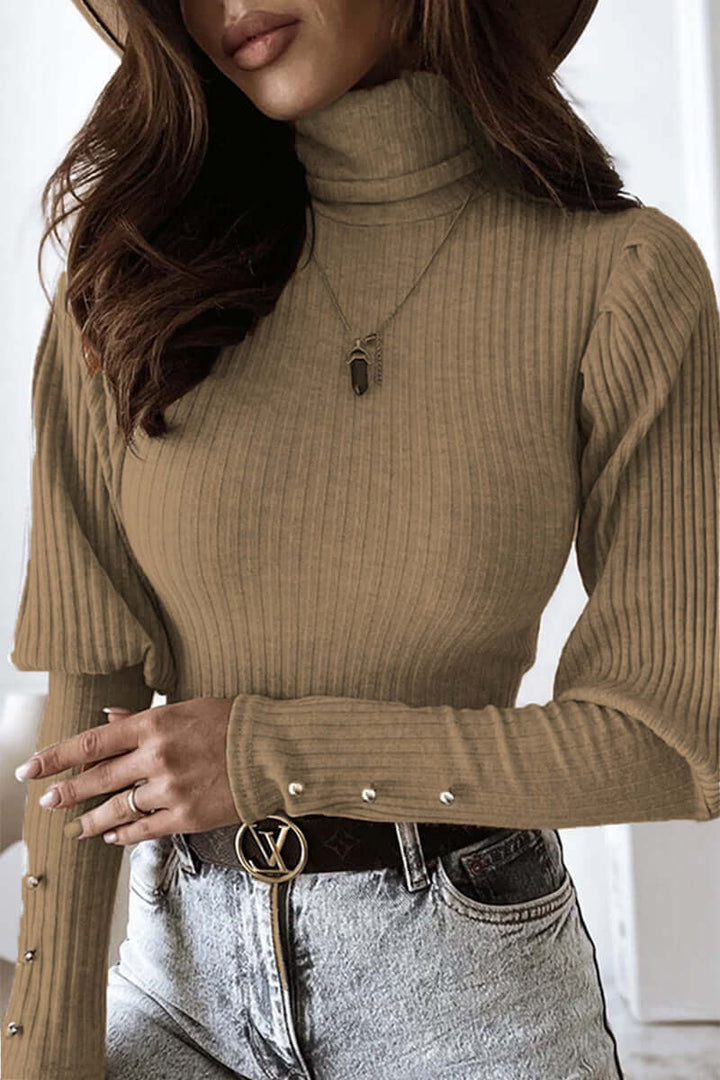 Women's Long Sleeve Turtleneck Top: Cozy & Stylish