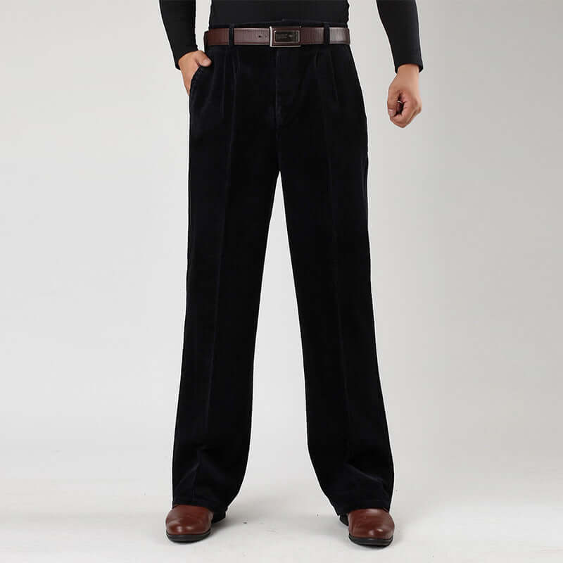 Men's Classic Fit Corduroy Trousers with Belt Loops