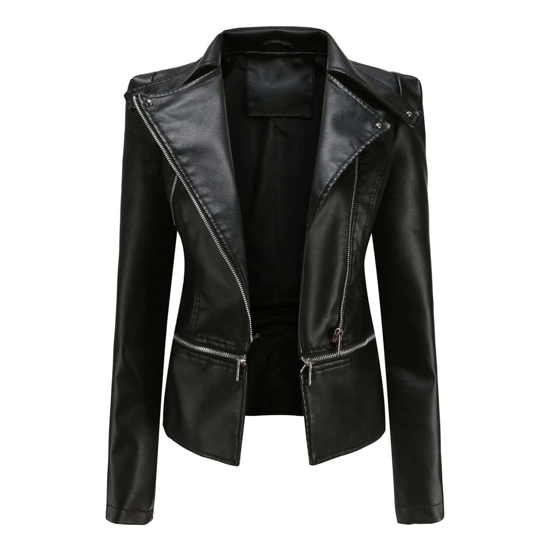 Women's Stylish PU Leather Motorcycle Jacket
