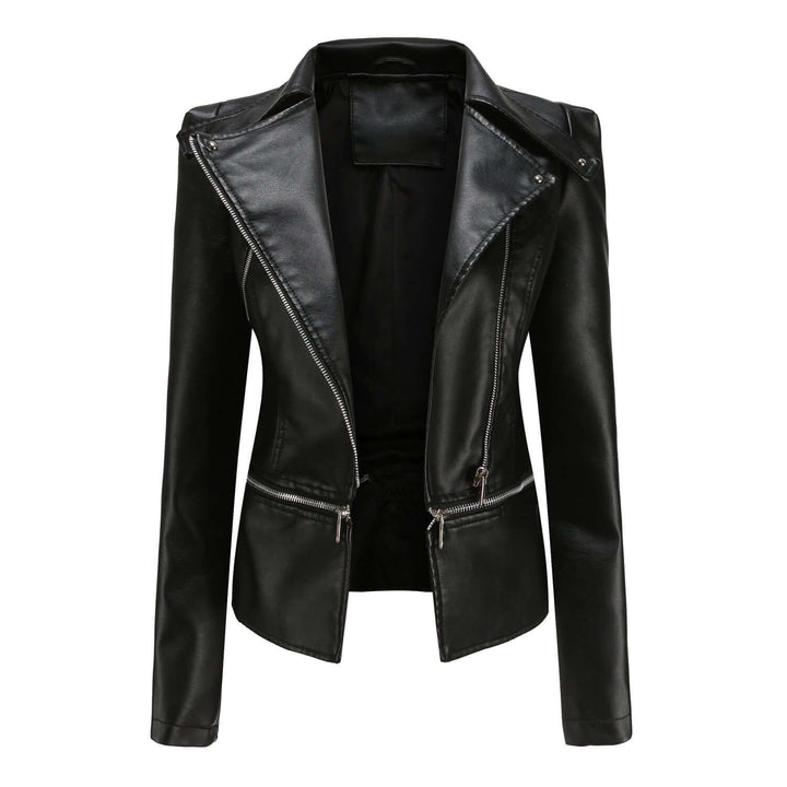 Women's Stylish PU Leather Motorcycle Jacket