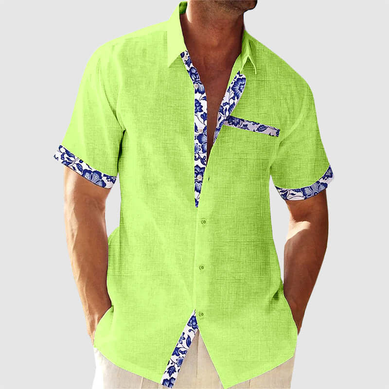 Men's Summer Floral Print Short-Sleeve Shirt