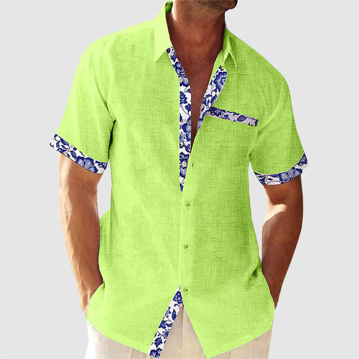 Men's Summer Floral Print Short-Sleeve Shirt