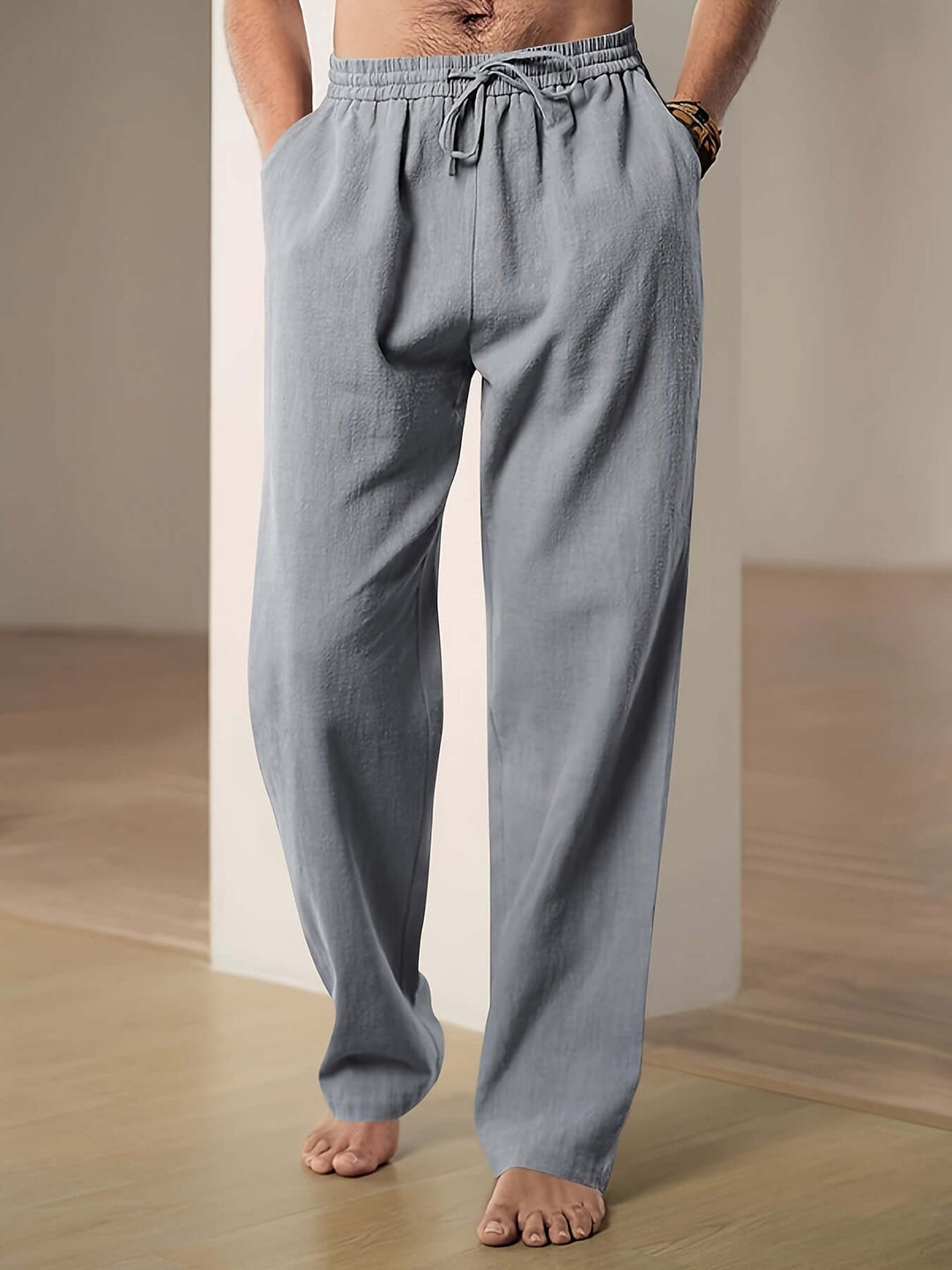 Men's Relaxed Fit Drawstring Linen Pants: Breathable Summer Trousers